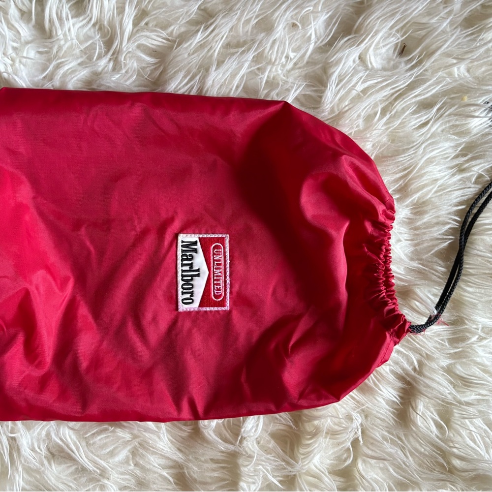 Marlboro Red Nylon Drawstring Sack with Patch